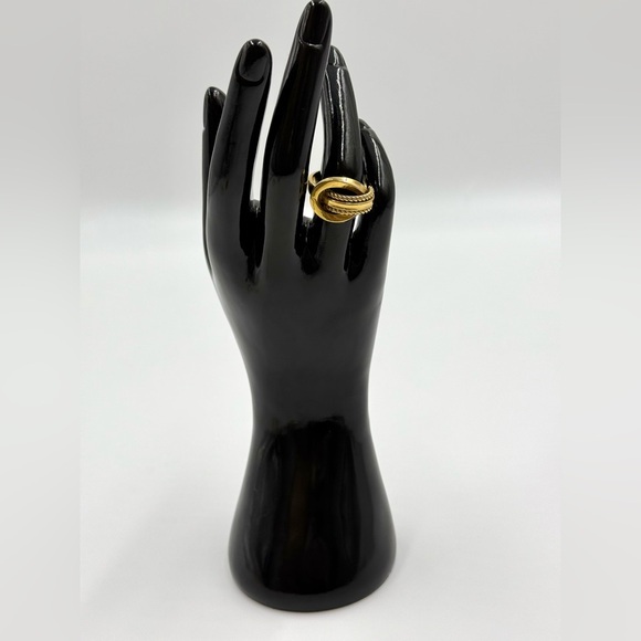 Vintage Christian Dior 1973 Gold Twist Ring Size 7.5 - Picture 1 of 7